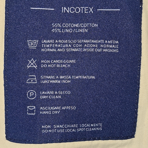 Incotex Mens Chino Pants Linen Blend Buttery Yellow Luxurious Feel Size 32 - Picture 9 of 10